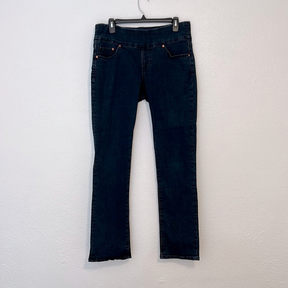 Women’s size 8 dark wash, straight leg, JAG jeans, pull on.
